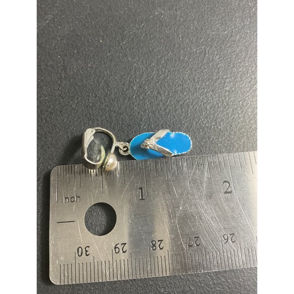 Silver & Blue Flip Flop Clip-On Earrings - Picture 4 of 4